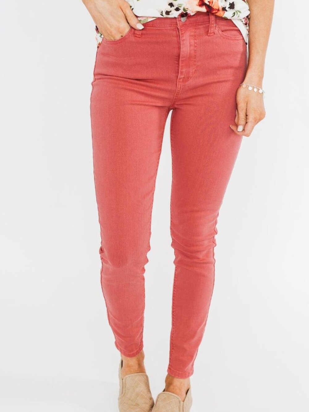Michael Kors Izzy Cropped Skinny Jeans Women's Size 8 Coral Pink Stretch